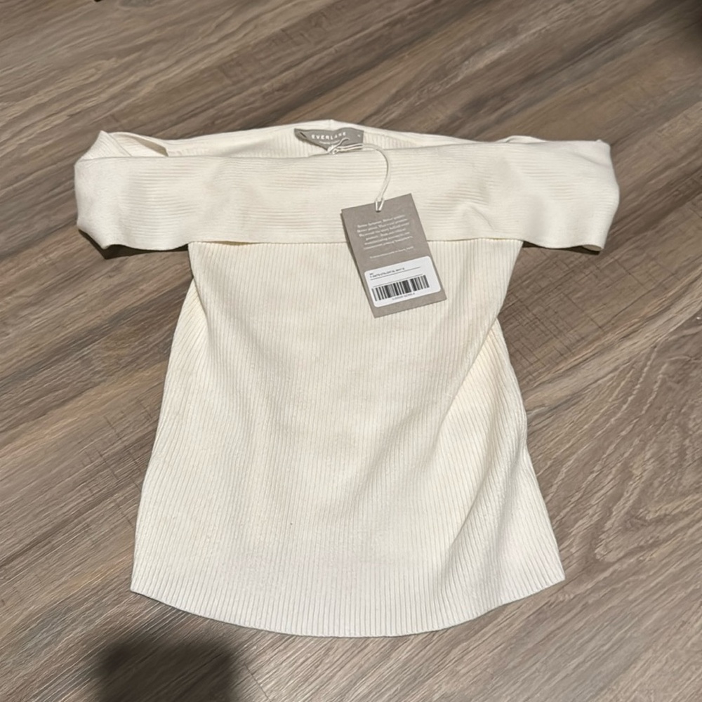 Everlane White Fitted Cut Out Blouse - Organic Cotton